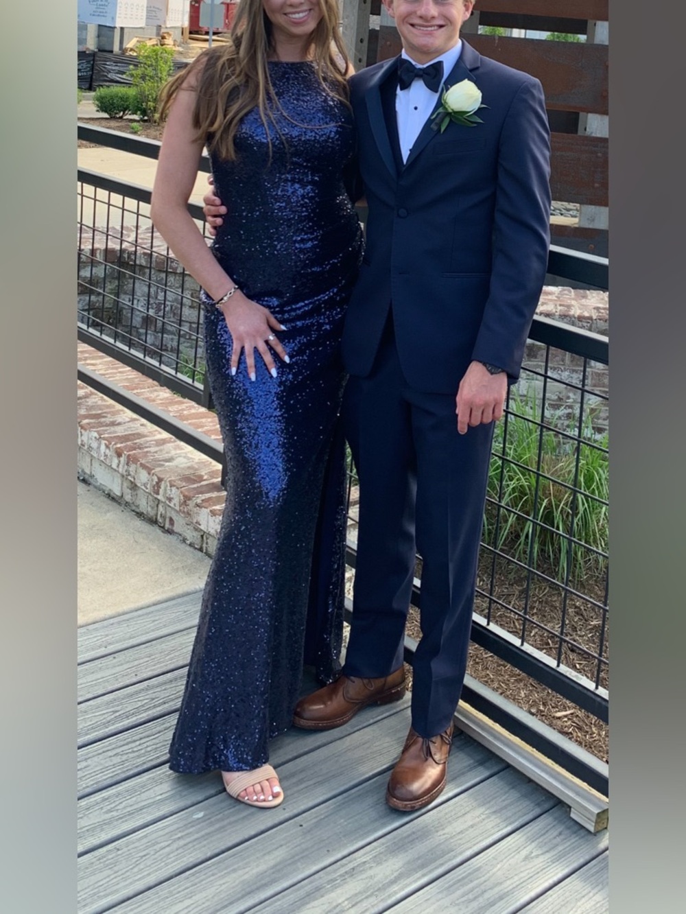 Christina Wu Navy Sequin Prom Dress